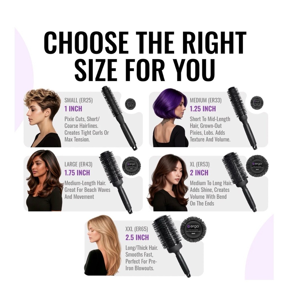 ERGO Professional Round Brush 2 3/4 barrel - Picture 3 of 9